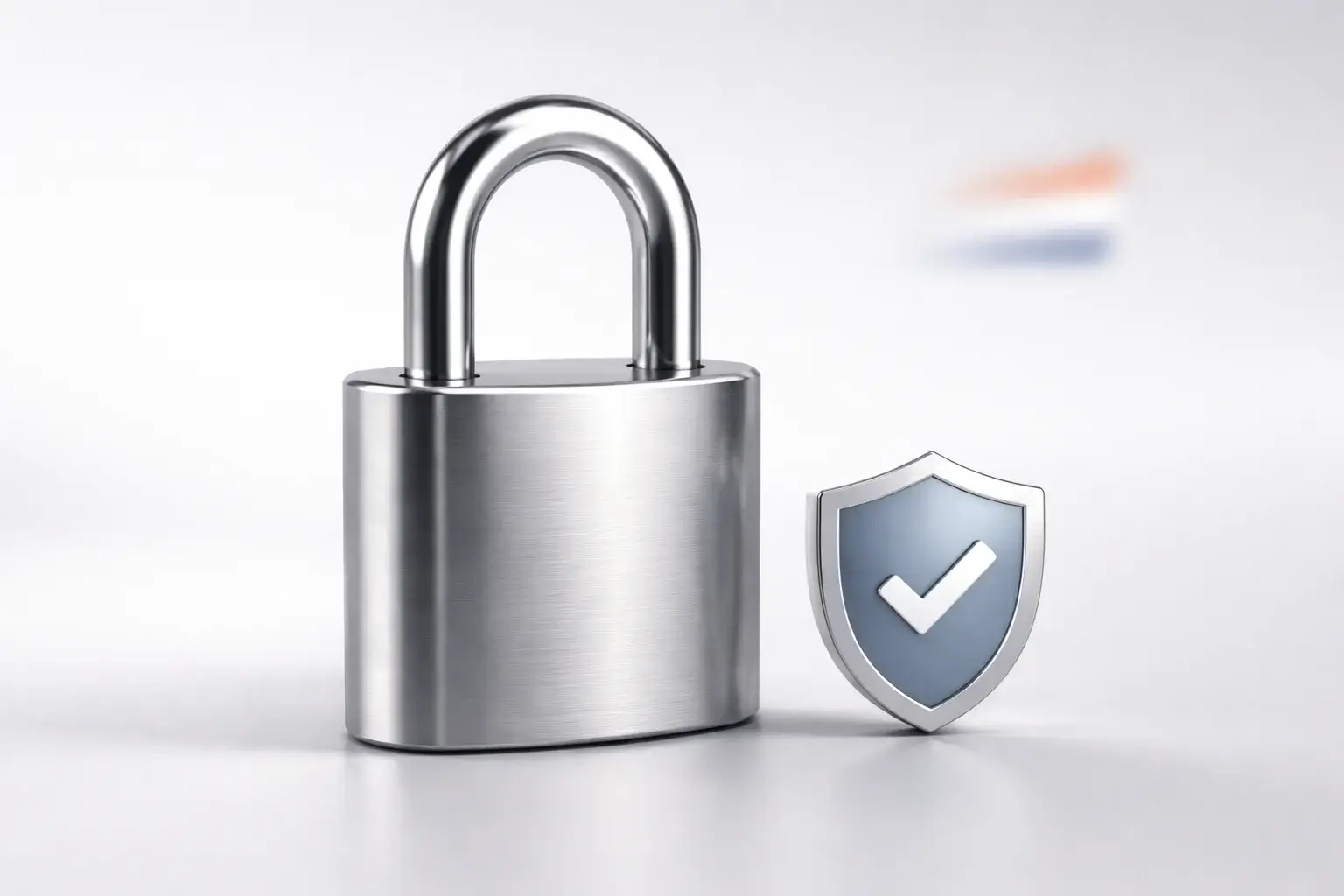 Hangslot symbool met verificatie schild voor online veiligheid