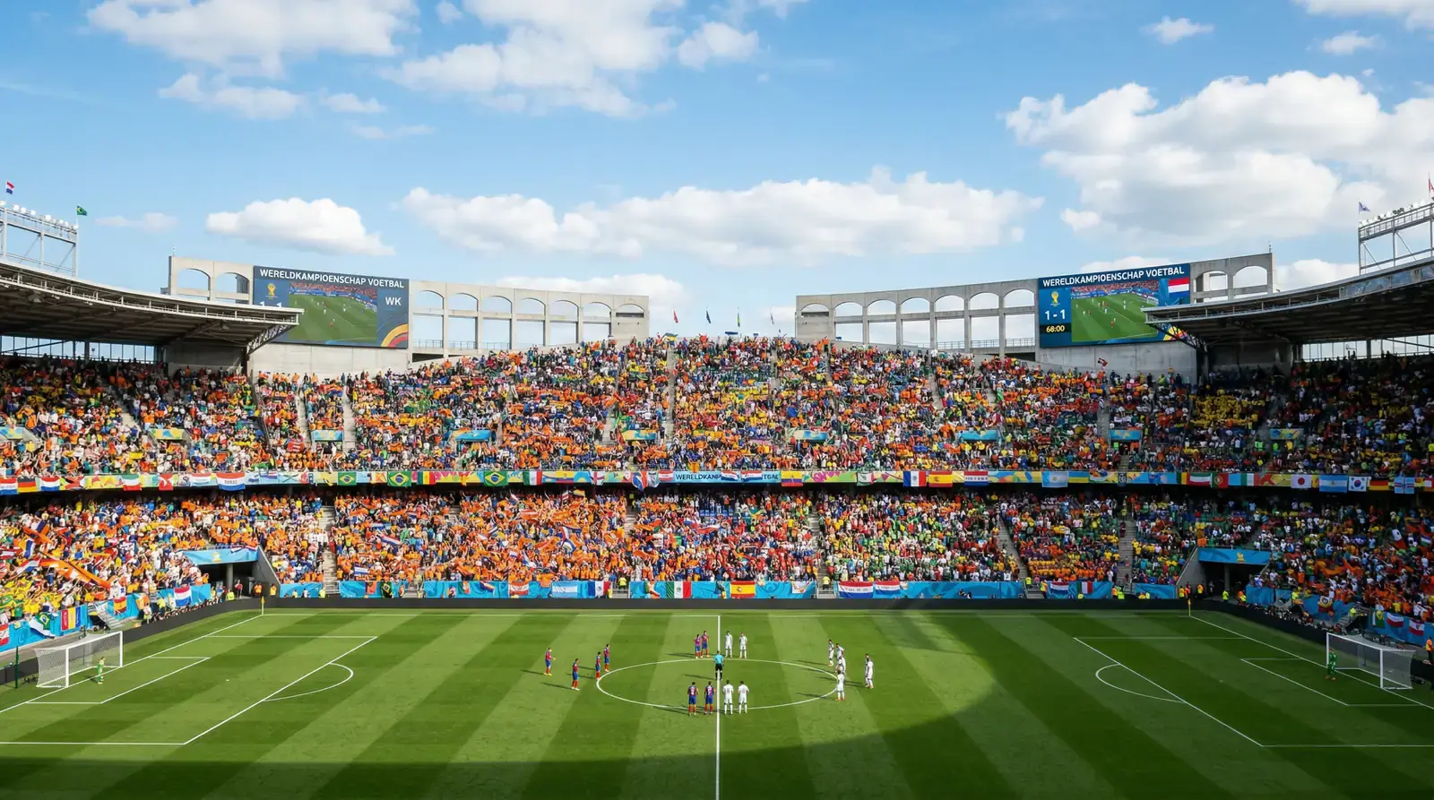 Vol voetbalstadion in de Verenigde Staten tijdens een WK-wedstrijd bij daglicht